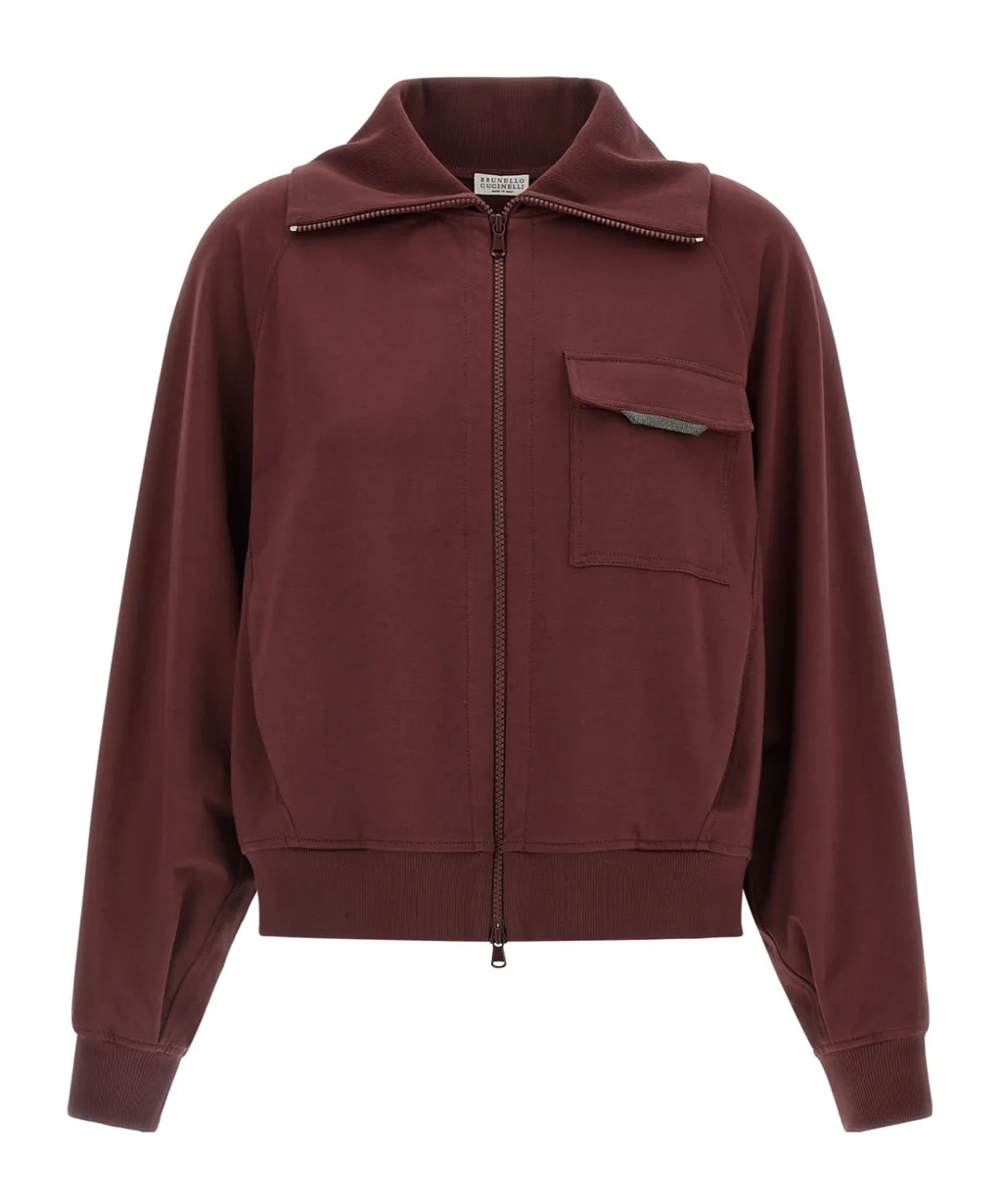 Flap-Pocket High-Neck Sweatshirt