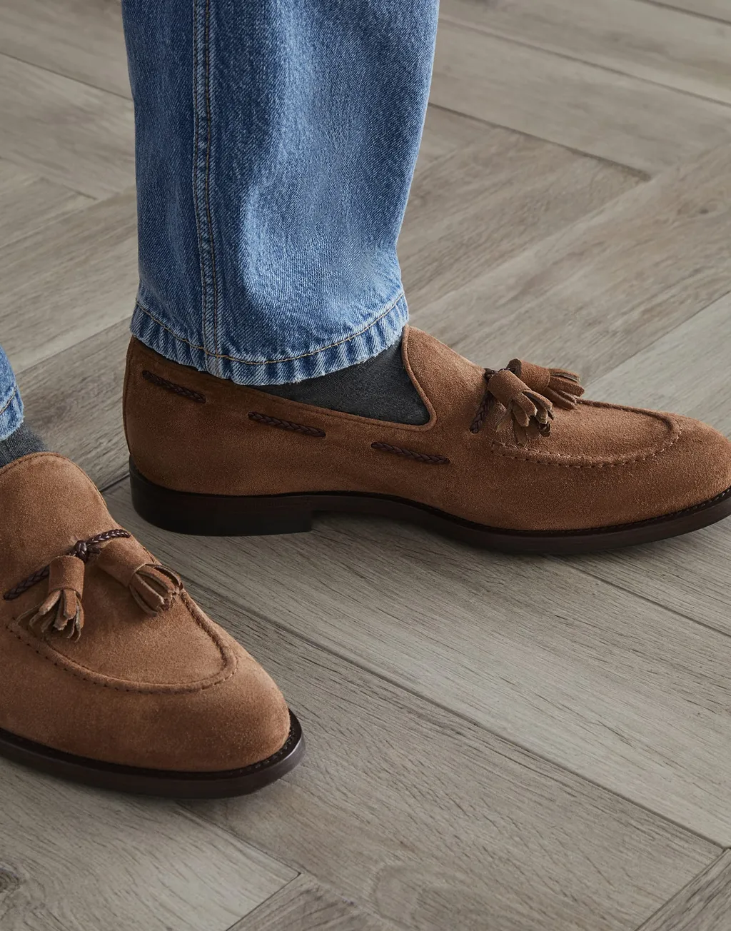 Tassel-Detail Suede Loafers