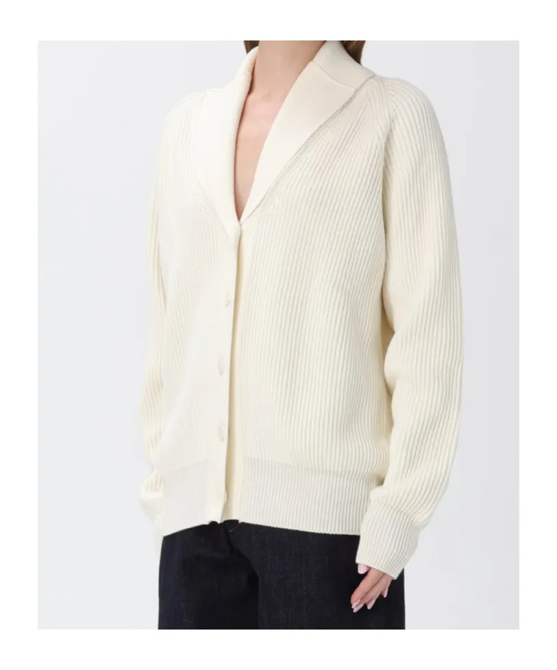 Ribbed Shawl-Collar Cardigan