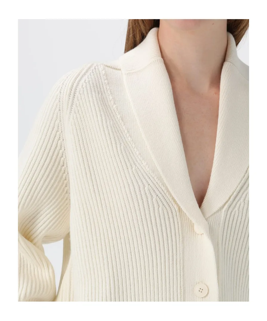 Ribbed Shawl-Collar Cardigan
