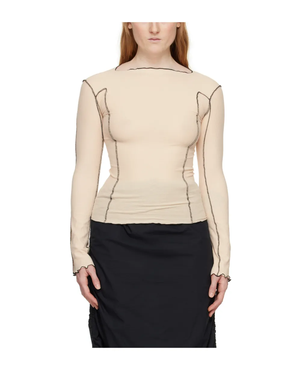 Exposed-Seams Ribbed T-Shirt