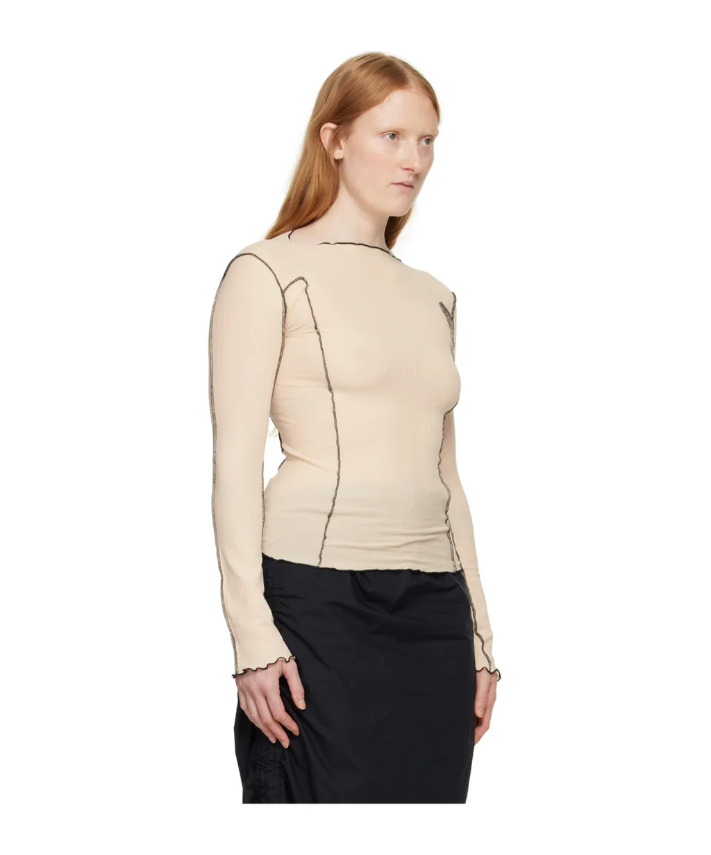 Exposed-Seams Ribbed T-Shirt