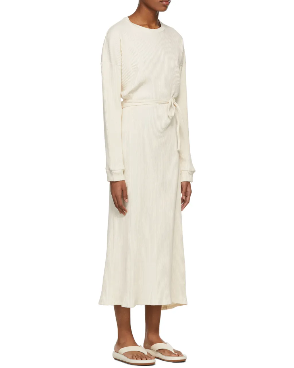 Long Sleeved Ribbed Midi Dress