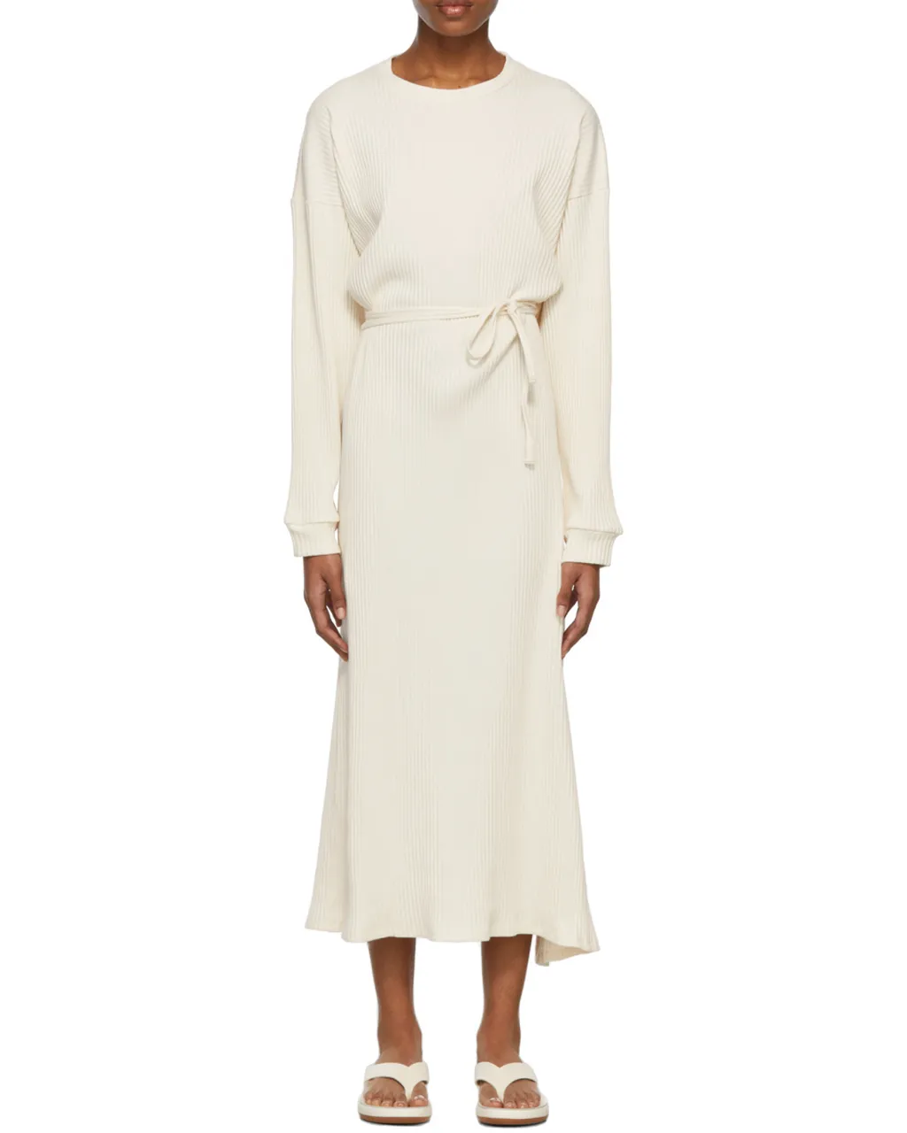 Long Sleeved Ribbed Midi Dress