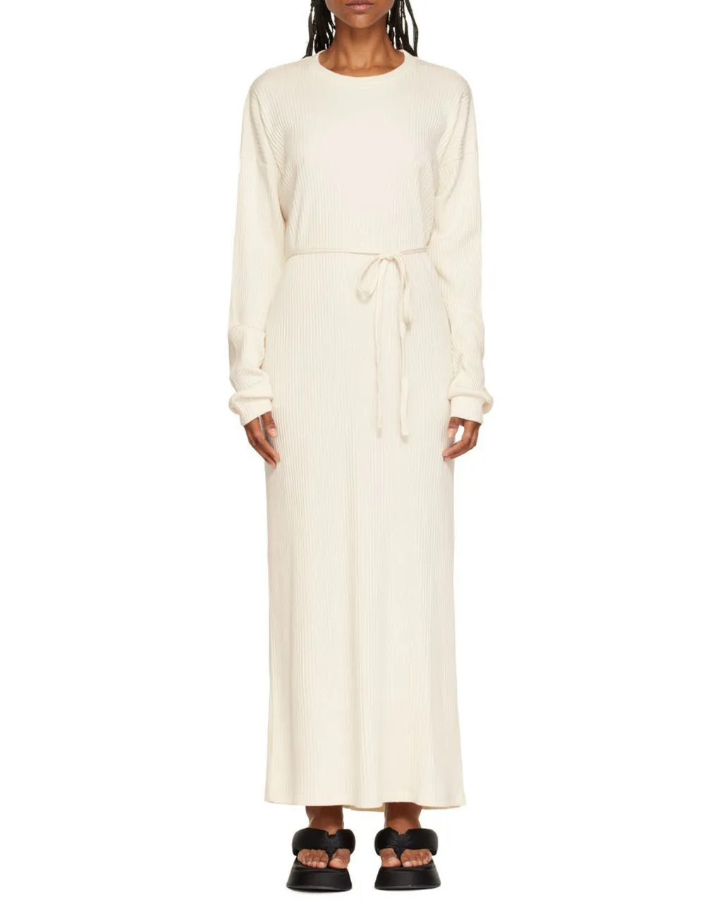 Long Sleeved Ribbed Midi Dress