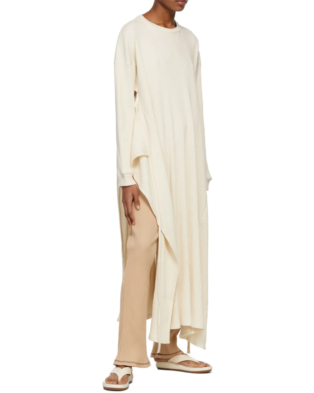 Long Sleeved Ribbed Midi Dress