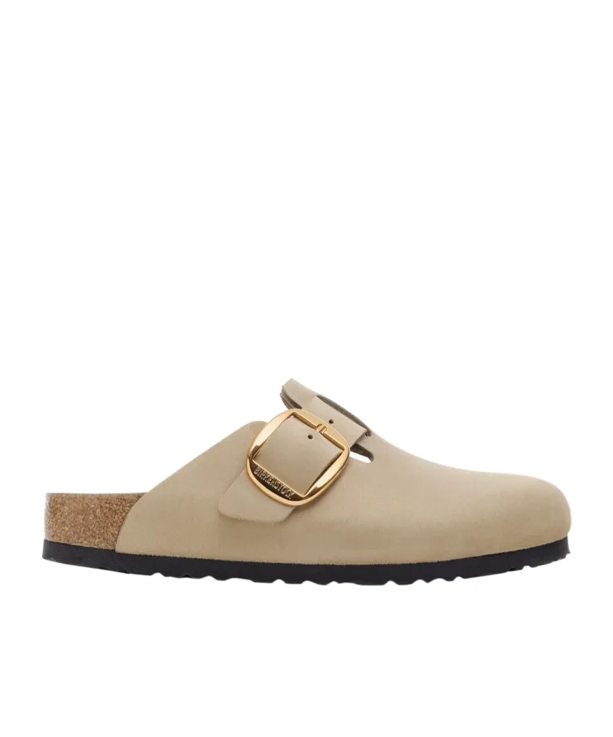 Boston Big Buckle Suede Mules
