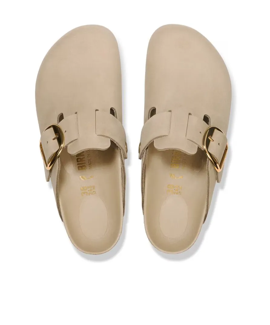 Boston Big Buckle Suede Mules