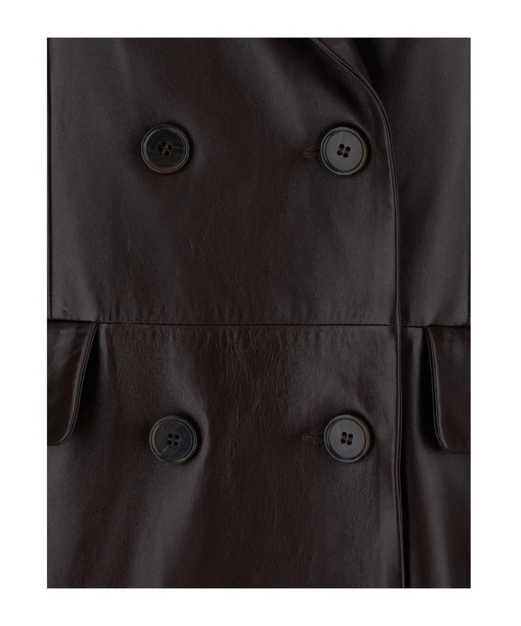 Double-Breasted Flap-Pockets Coat