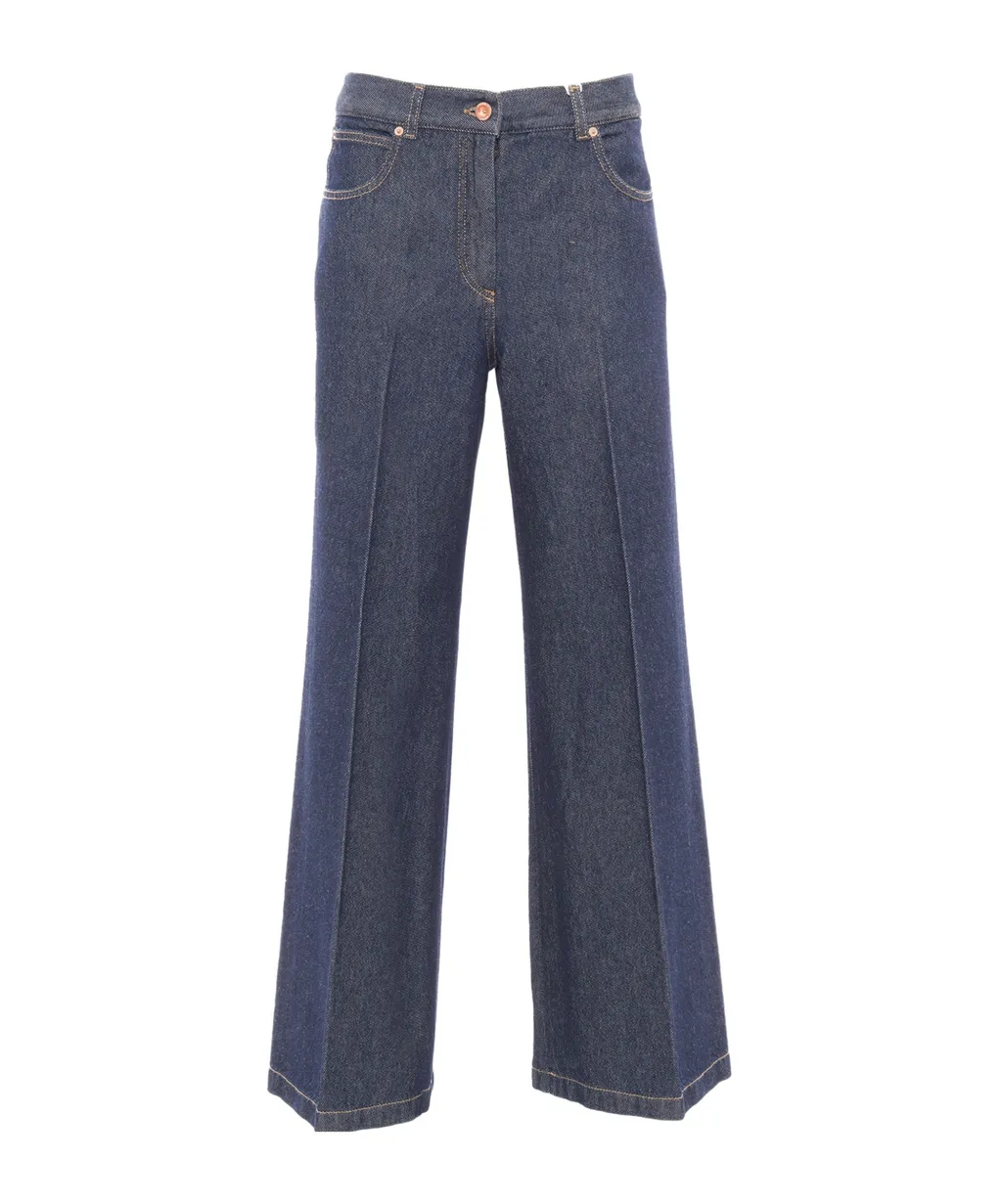 Wide-Leg Denim Trousers