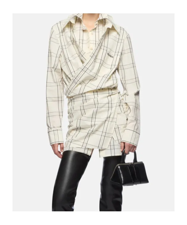 Asymmetric Plaid Shirtdress