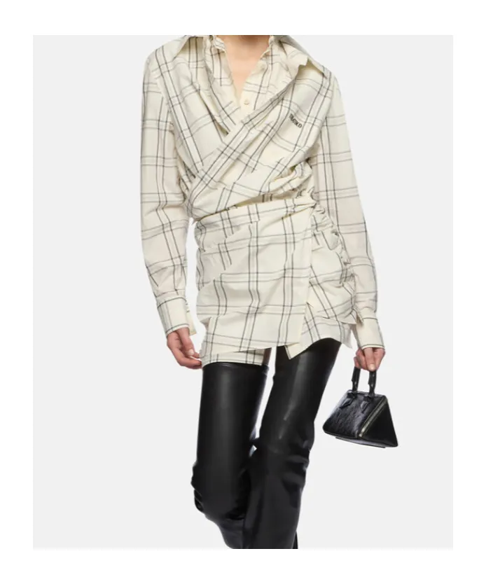Asymmetric Plaid Shirtdress