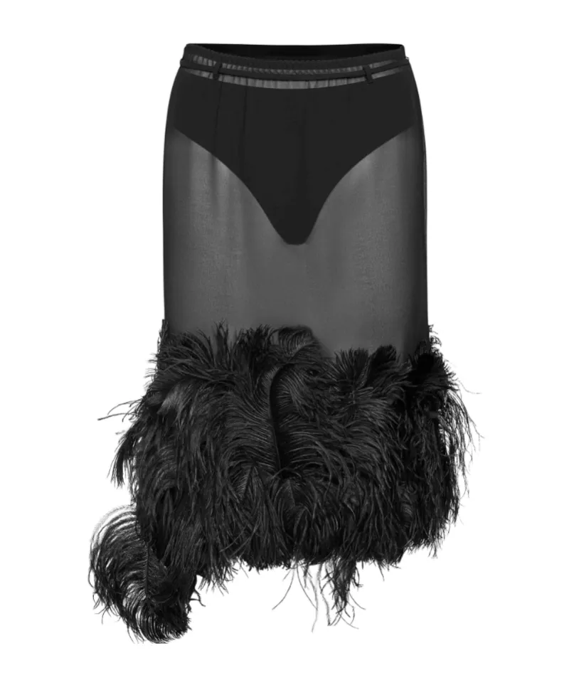 Feather-Trim Skirt