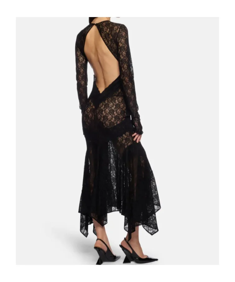 Open Back Midi Lace Dress