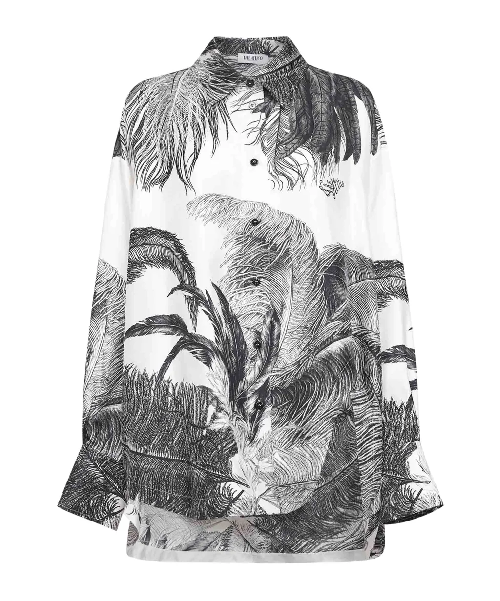 Pattern-Printed Long-Sleeved Shirt