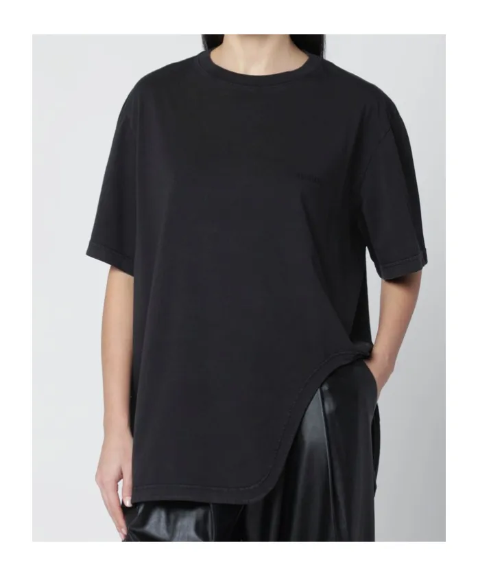 Washed T-Shirt With Shaped Hem
