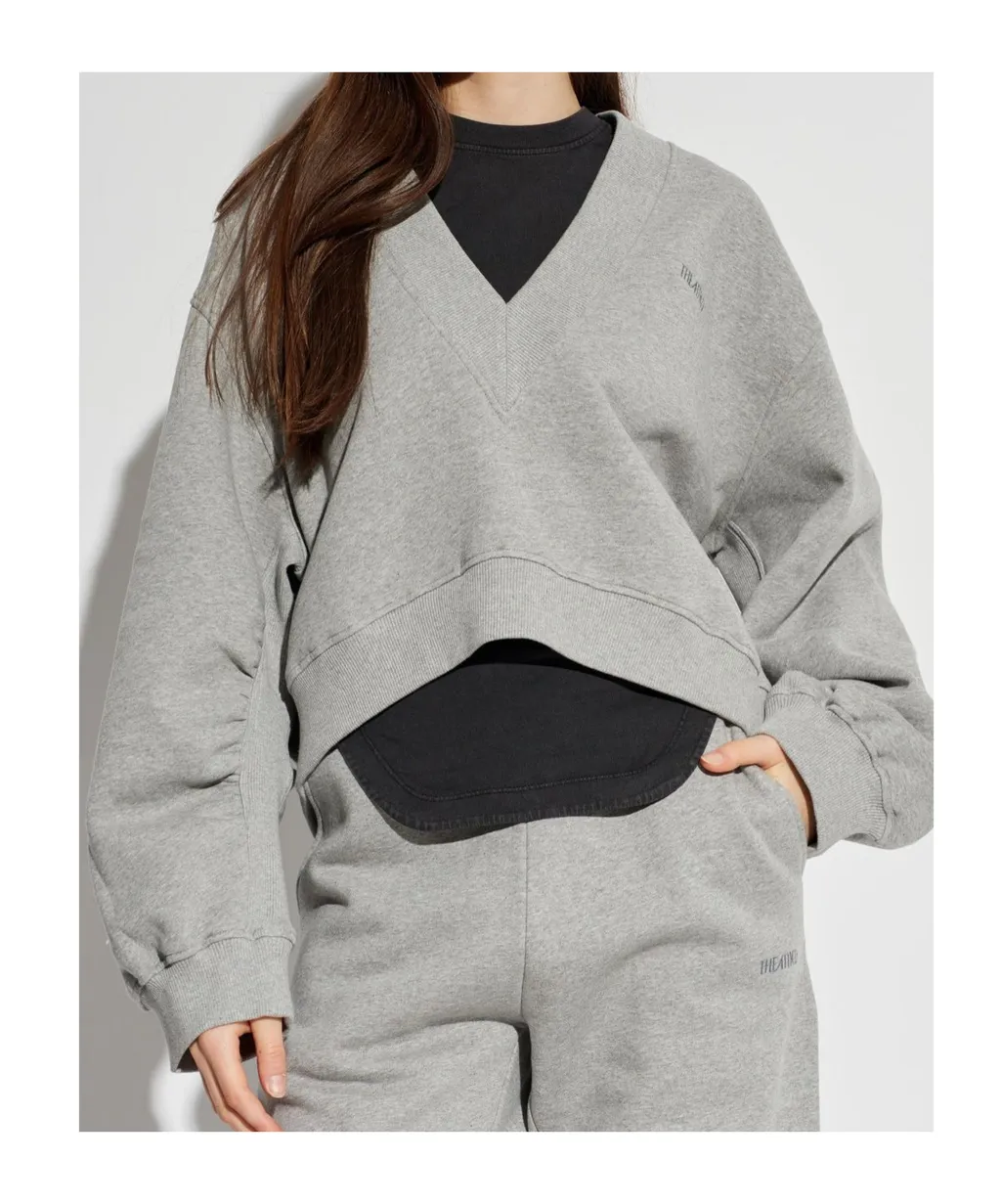 Logo Embroidered V-Neck Sweatshirt