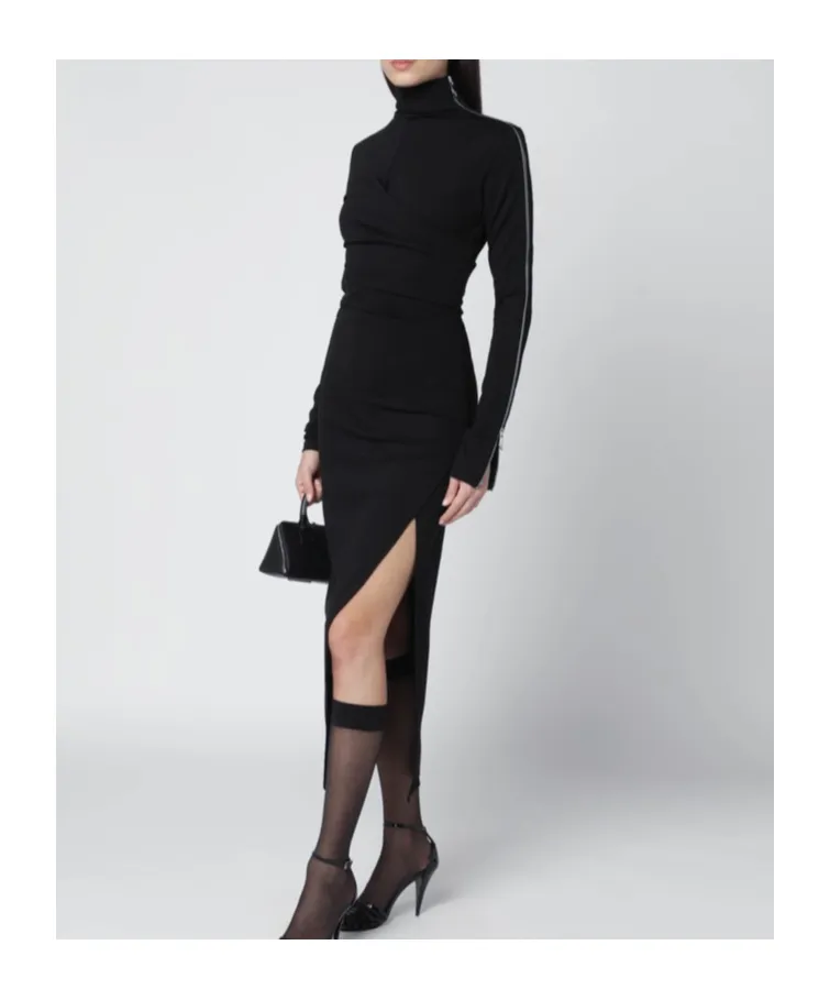 Turtleneck Dress With Zip Detail