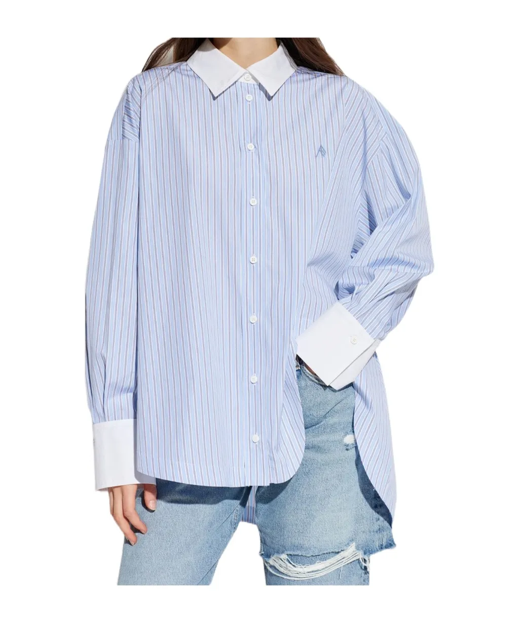 Logo Embroidered Striped Shirt