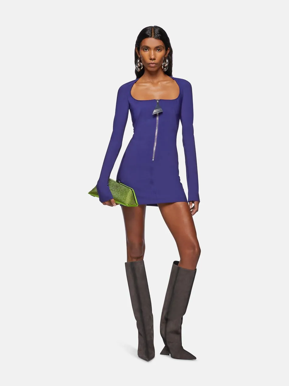 Crepe Zip Mini Dress