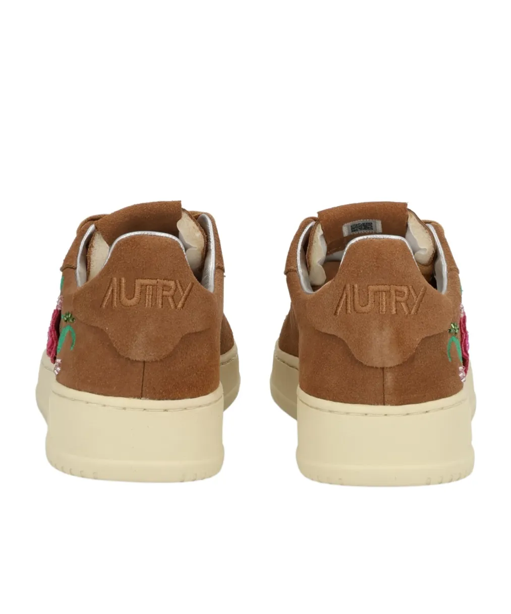 Floral-Embroidered Dallas Lace-Up Sneakers