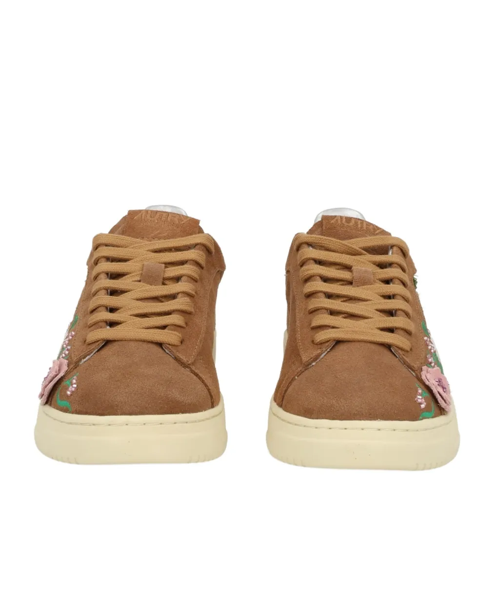 Floral-Embroidered Dallas Lace-Up Sneakers