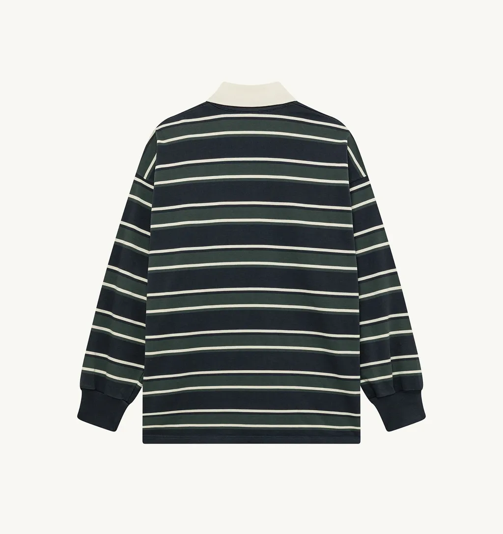 Striped Long-Sleeve Polo Shirt