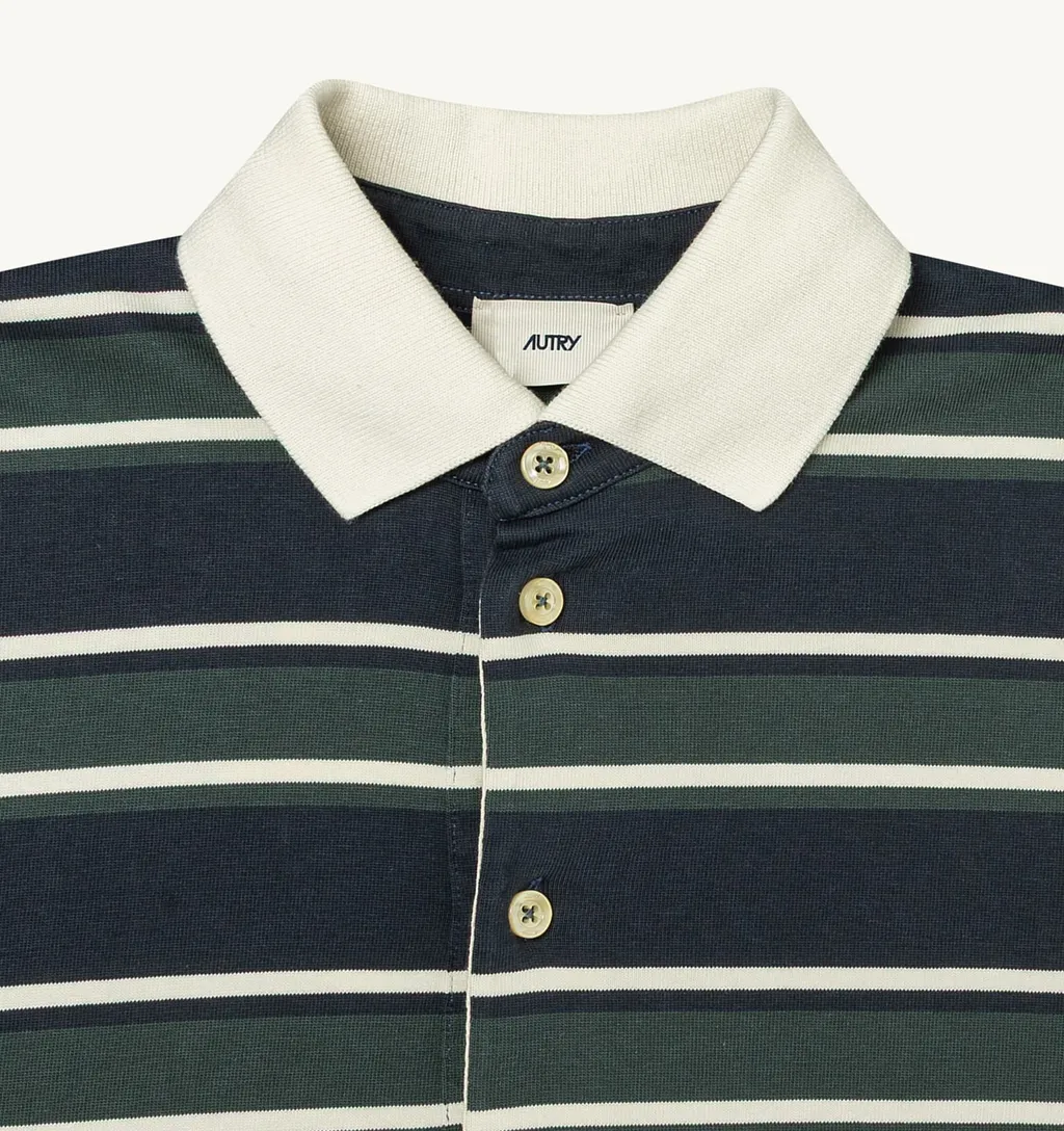 Striped Long-Sleeve Polo Shirt