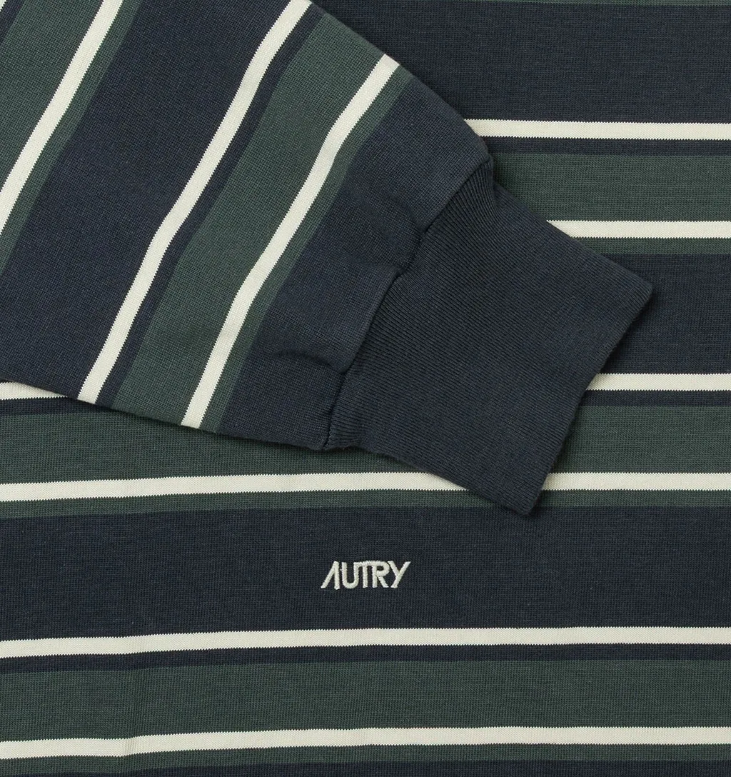 Striped Long-Sleeve Polo Shirt