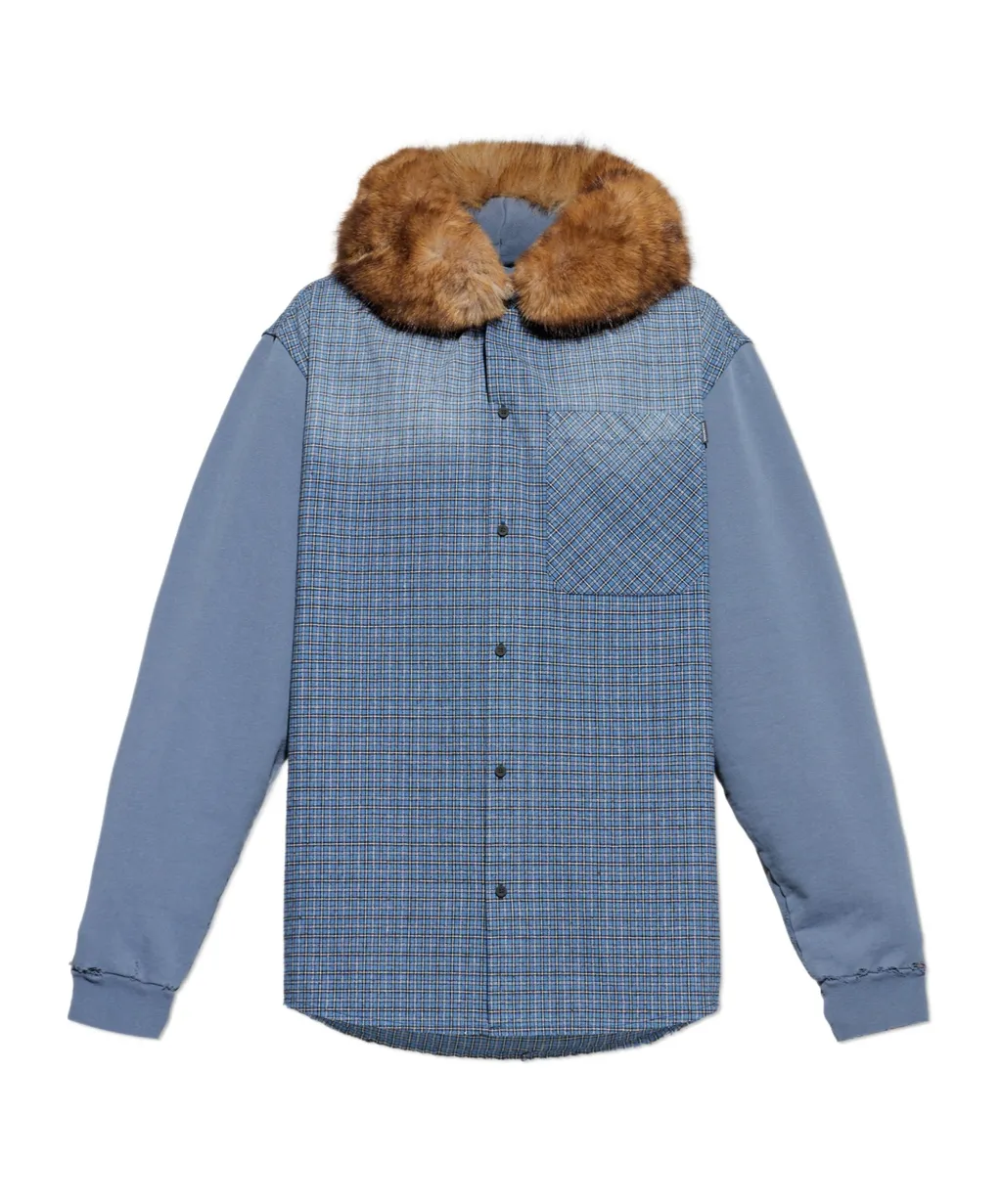 Decorative Hood Checkered Jacket
