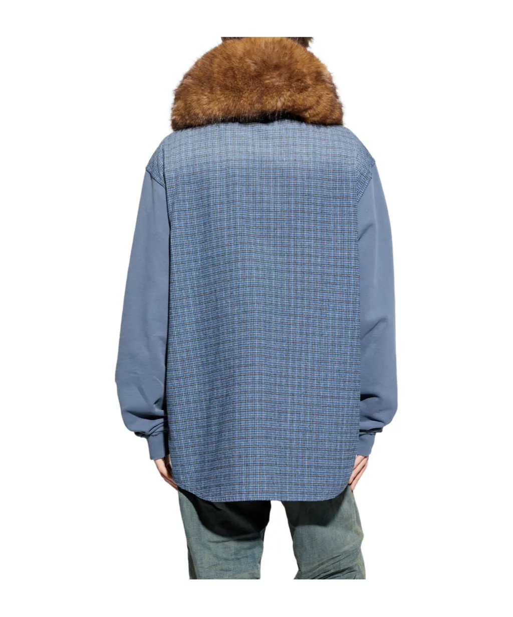 Decorative Hood Checkered Jacket