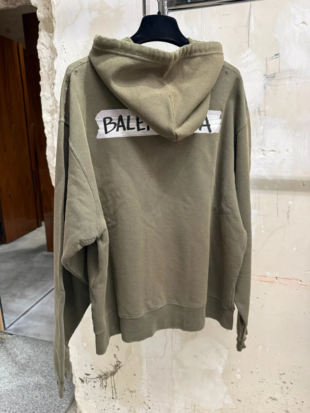 Masking Tape Oversized Zip-Up Hoodie