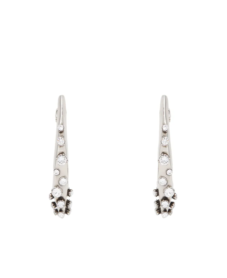 Embellished Skull Charm Hoop Earrings
