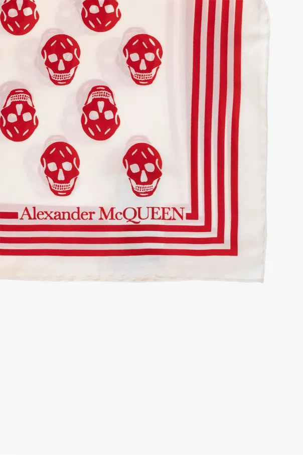 Skull-Printed Striped Edge Scarf