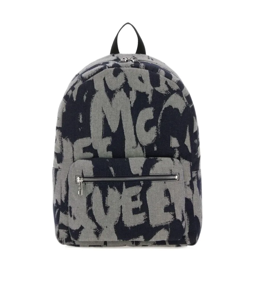 Logo Printed Zippered Backpack