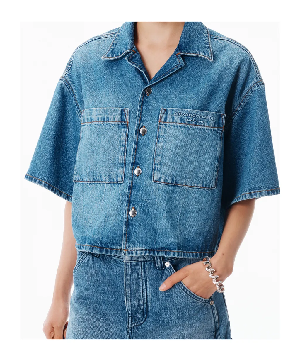 Cropped Denim Shirt