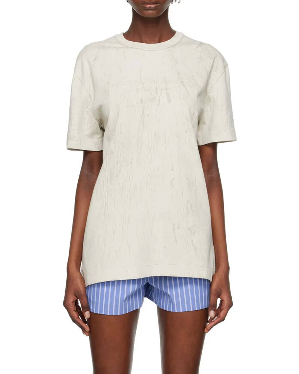 Plaster-Dyed Embossed-Logo T-Shirt