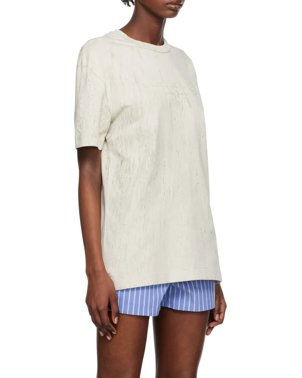 Plaster-Dyed Embossed-Logo T-Shirt