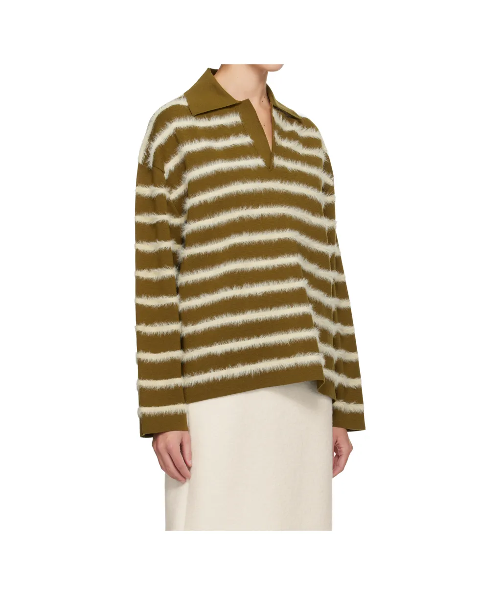 Merino Wool Striped Polo Shirt