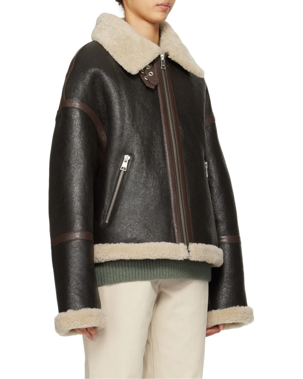 Long-Sleeved Leather Jacket