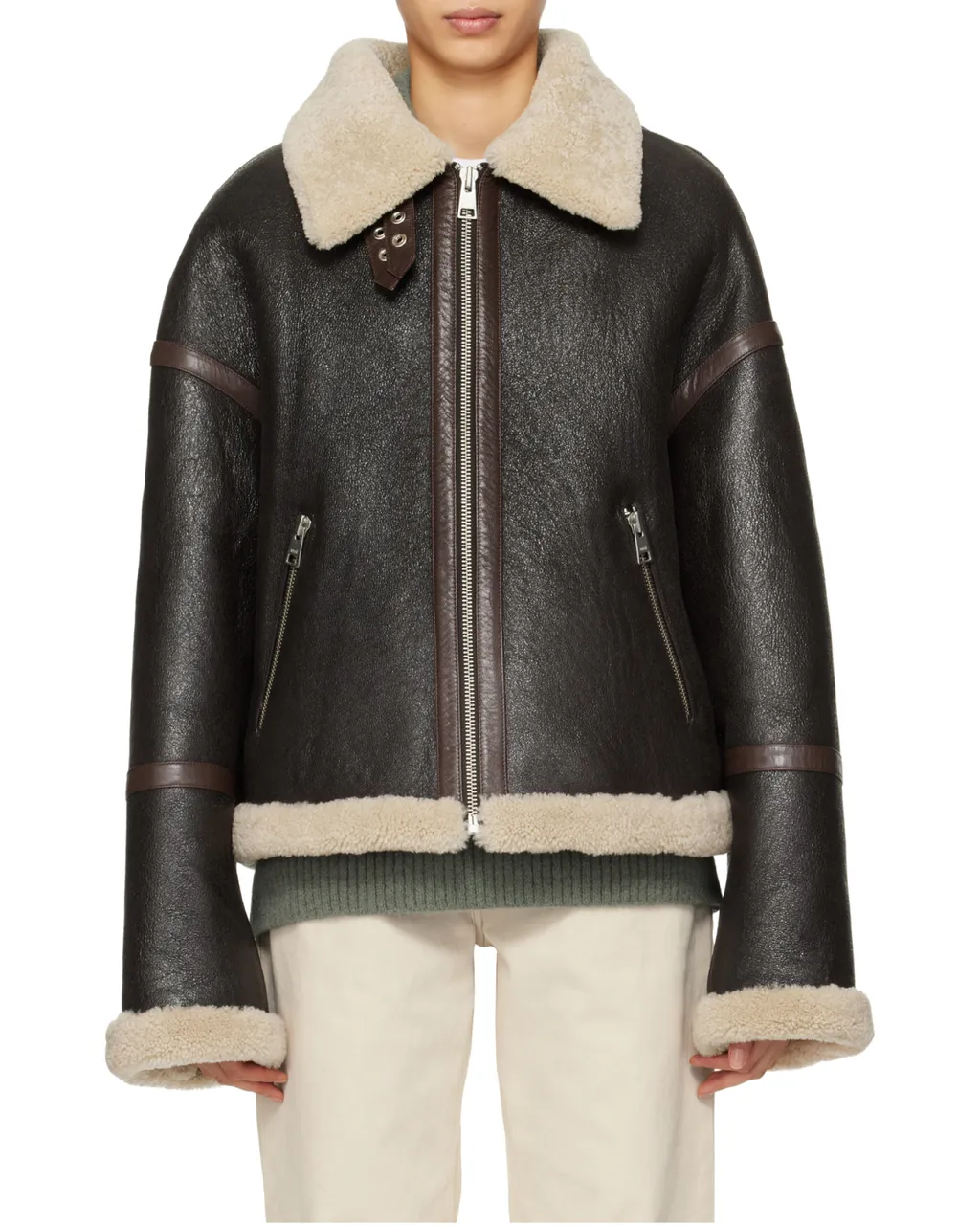 Long-Sleeved Leather Jacket