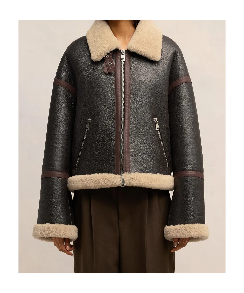 Long-Sleeved Leather Jacket