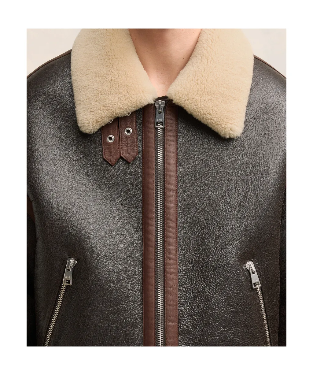 Long-Sleeved Leather Jacket