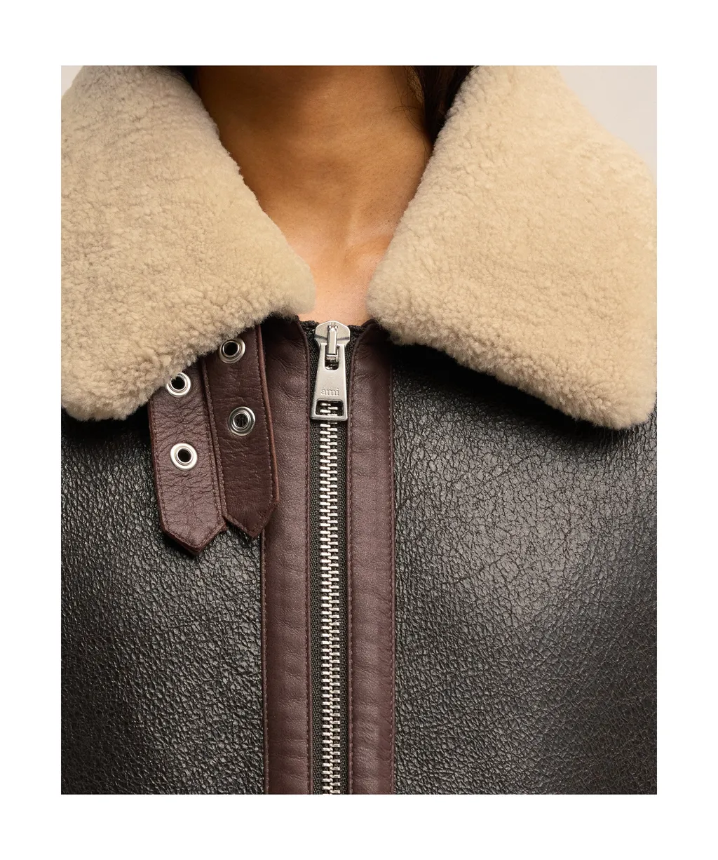 Long-Sleeved Leather Jacket