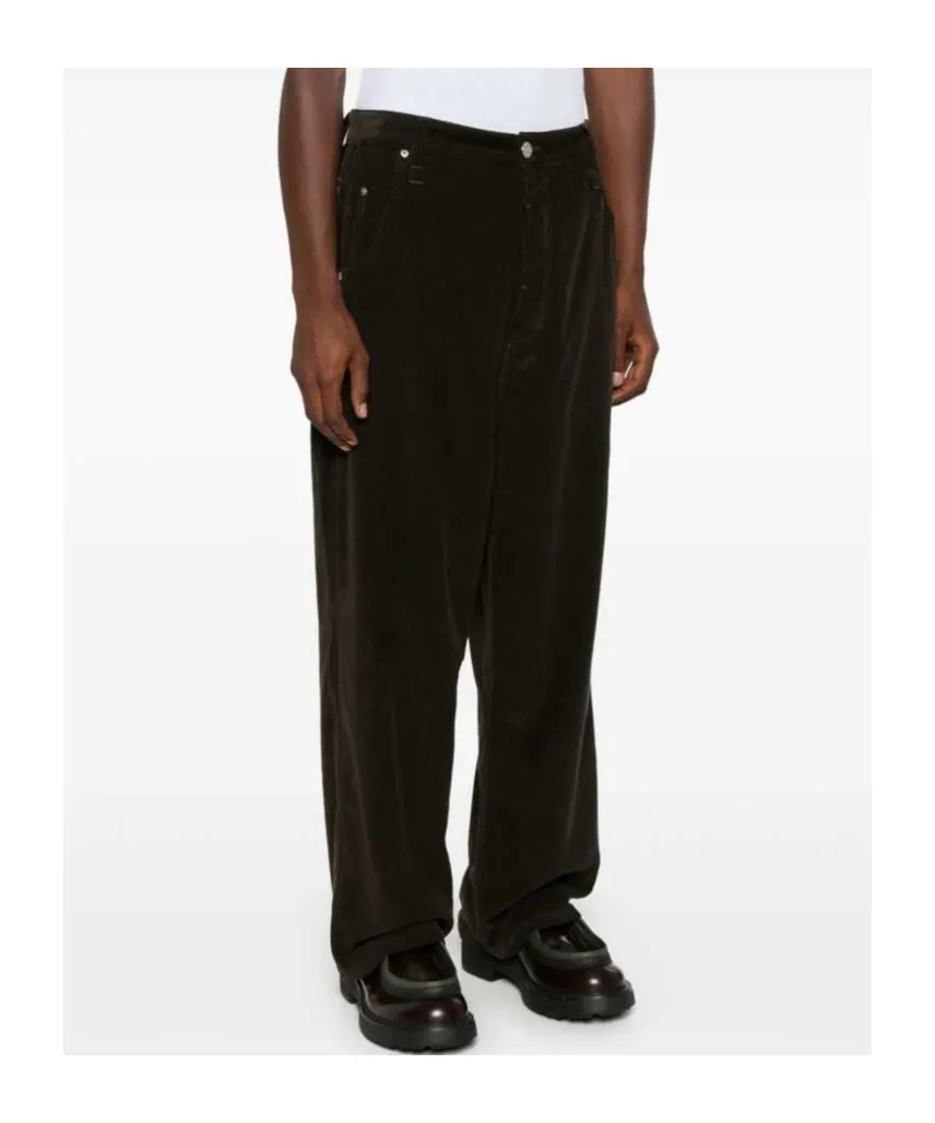Corduroy Logo Patch Straight-Leg Trousers
