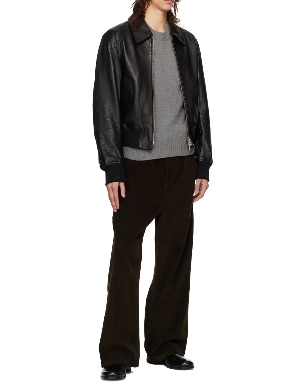 Corduroy Logo Patch Straight-Leg Trousers