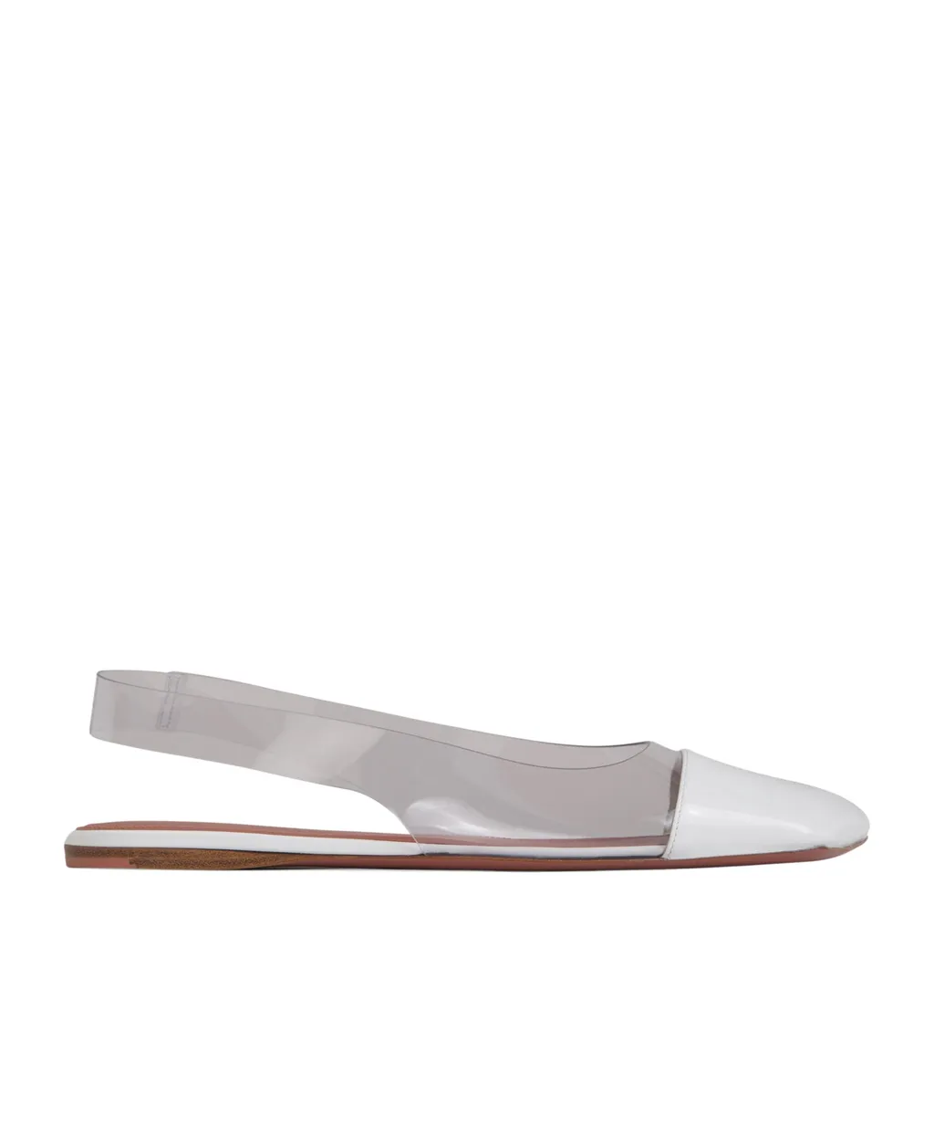 Glass Slingback Patent Transparent Pvc-White