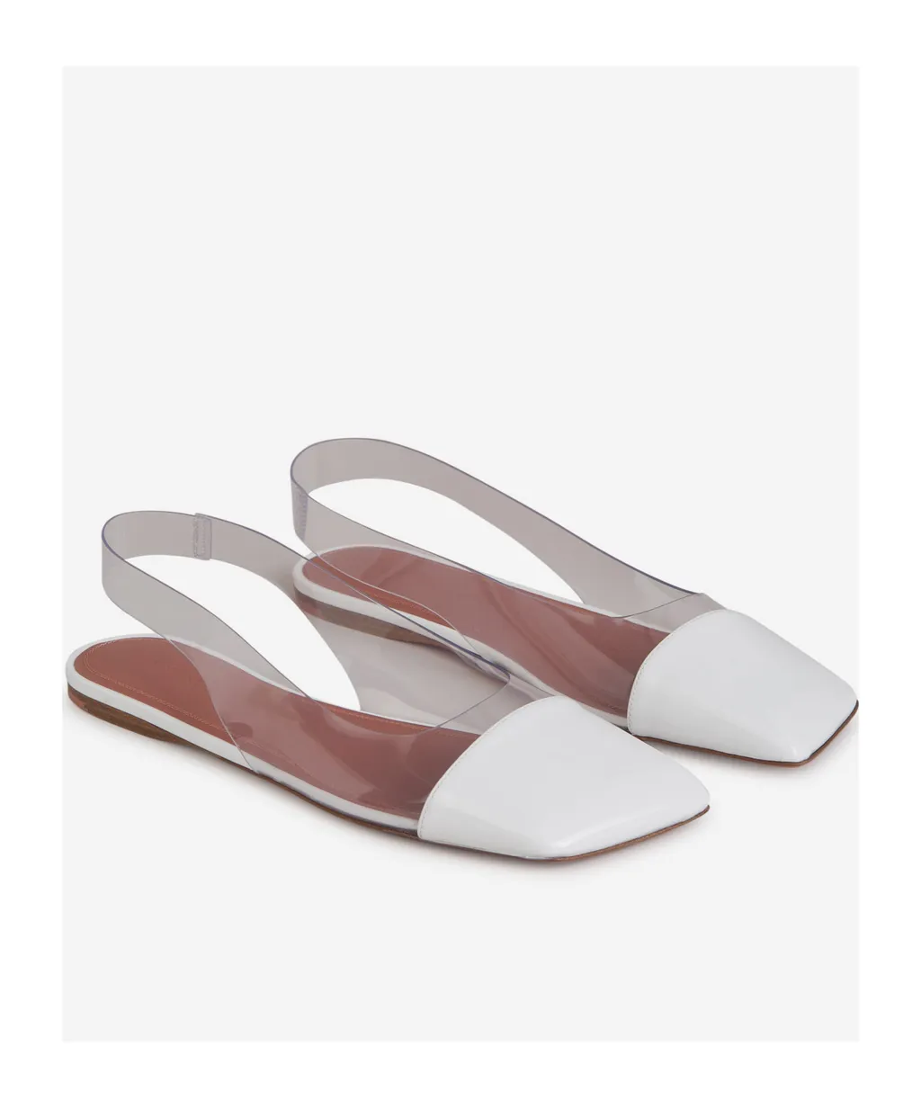 Glass Slingback Patent Transparent Pvc-White