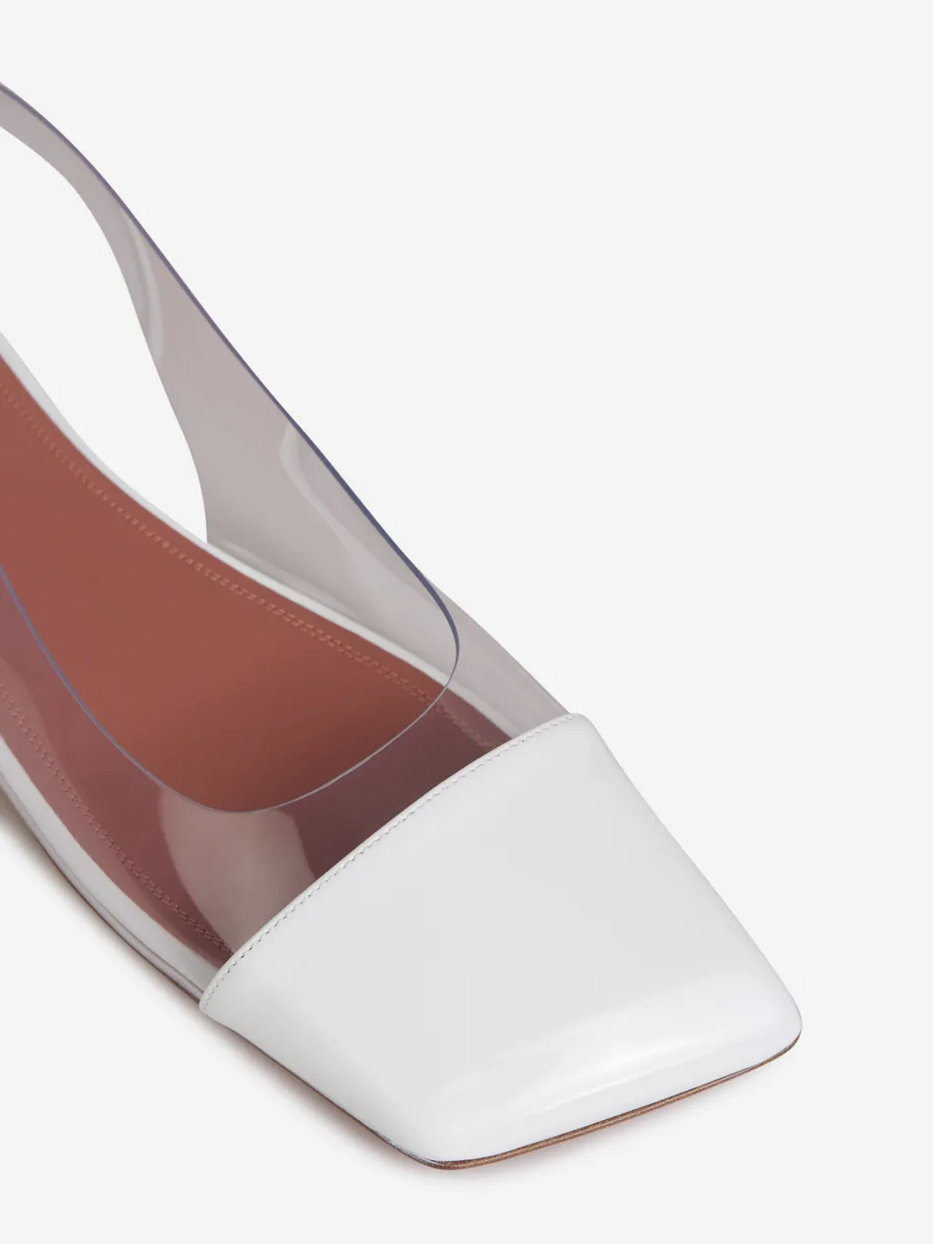 Glass Slingback Patent Transparent Pvc-White