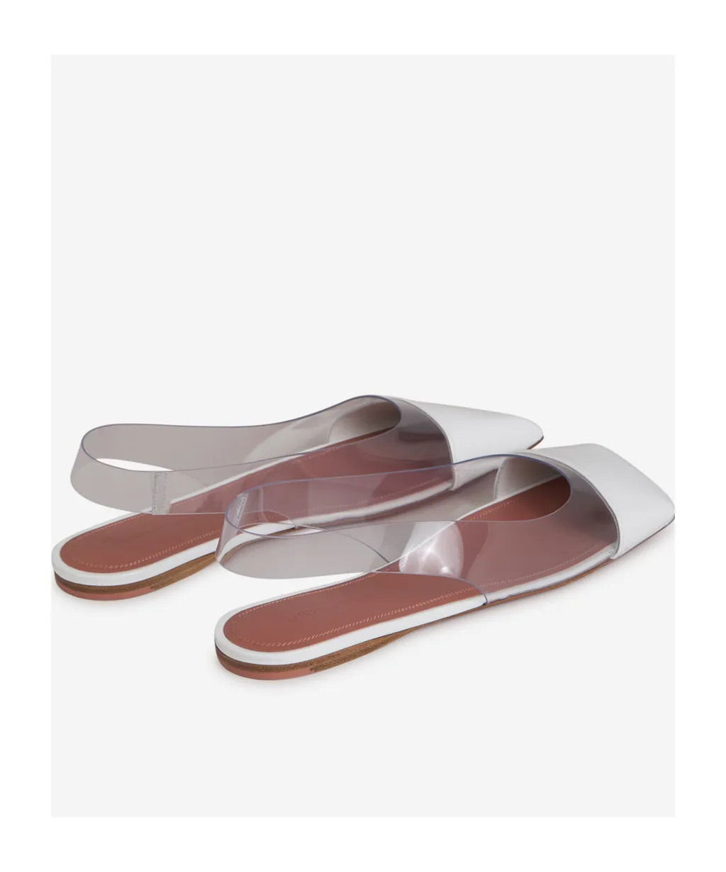 Glass Slingback Patent Transparent Pvc-White